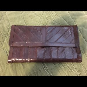 Burgundy/Brown Eel Skin Lg Women’s Wallet
